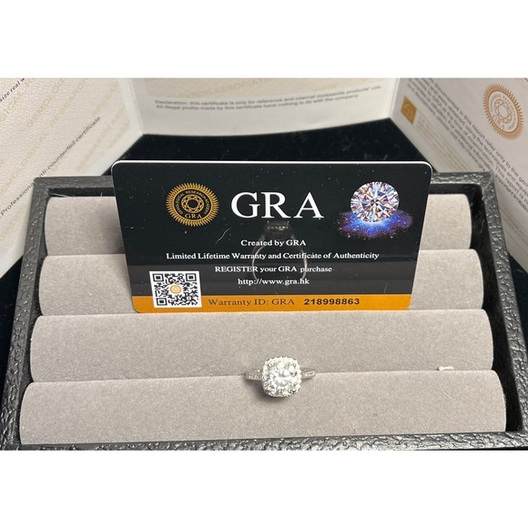 Certified 3 Ct Moissanite Halo Engagement Ring, Size 6 - Picture 10 of 10